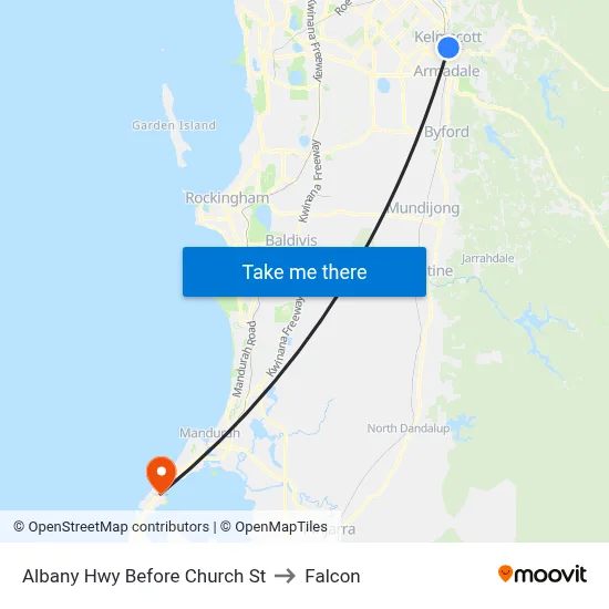 Albany Hwy Before Church St to Falcon map