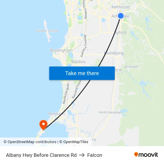 Albany Hwy Before Clarence Rd to Falcon map