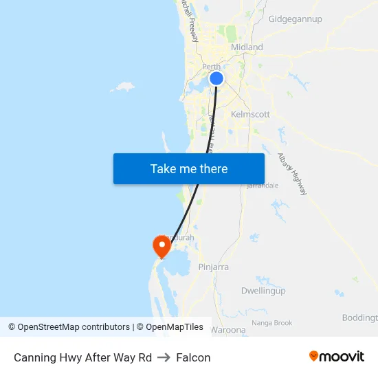 Canning Hwy After Way Rd to Falcon map