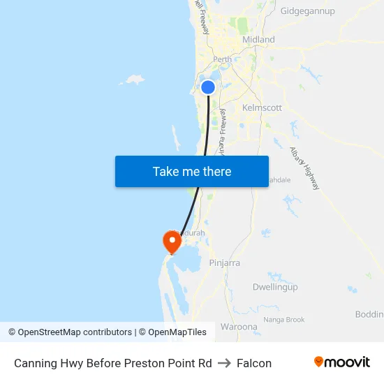 Canning Hwy Before Preston Point Rd to Falcon map