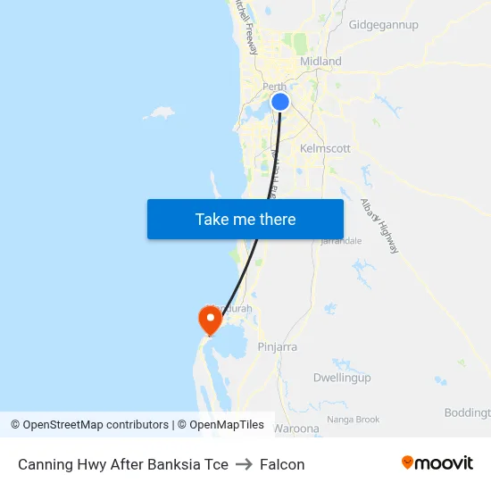Canning Hwy After Banksia Tce to Falcon map