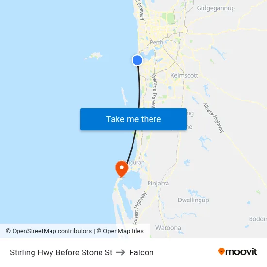 Stirling Hwy Before Stone St to Falcon map
