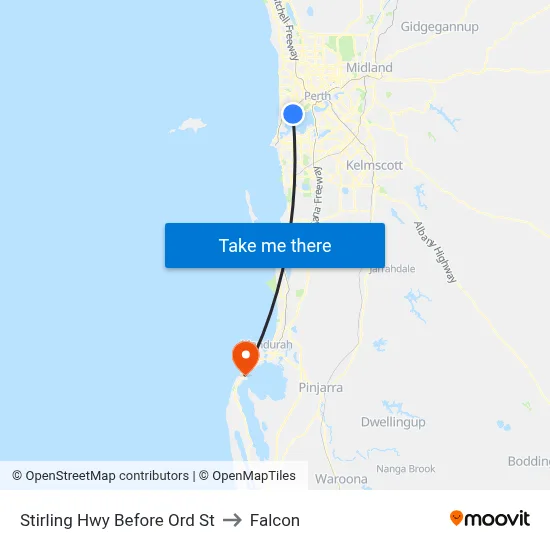 Stirling Hwy Before Ord St to Falcon map