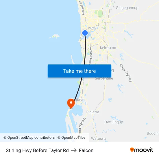 Stirling Hwy Before Taylor Rd to Falcon map