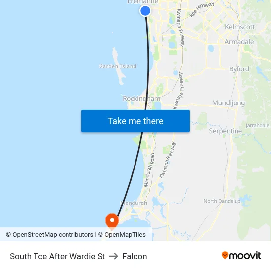 South Tce After Wardie St to Falcon map