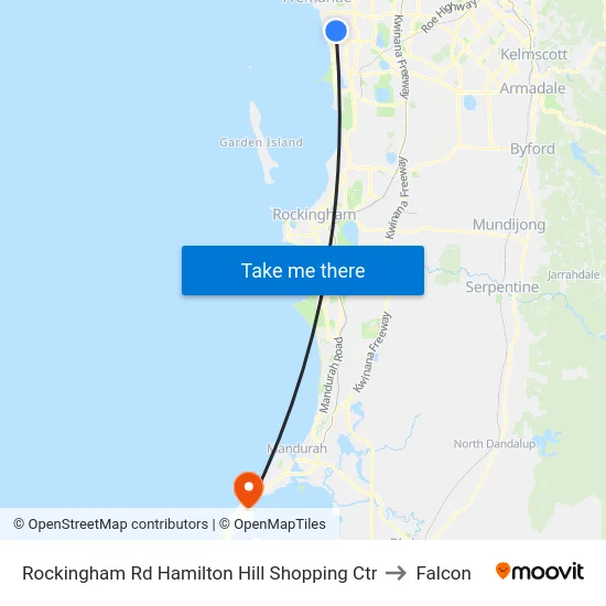 Rockingham Rd Hamilton Hill Shopping Ctr to Falcon map