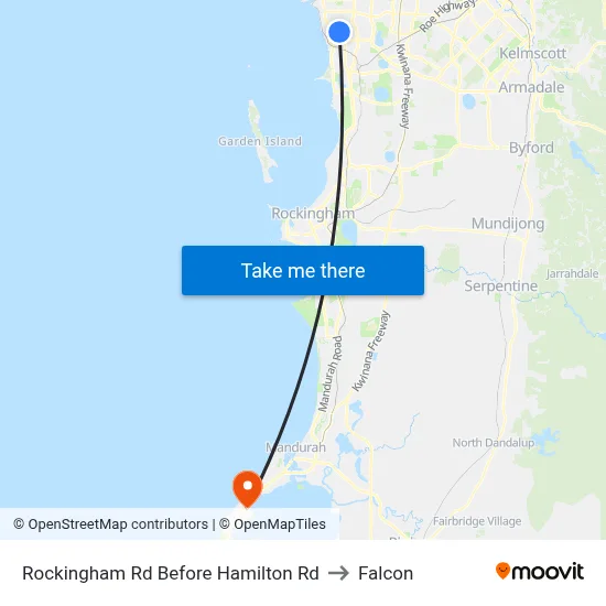 Rockingham Rd Before Hamilton Rd to Falcon map