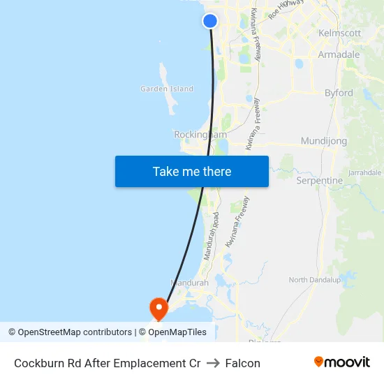 Cockburn Rd After Emplacement Cr to Falcon map