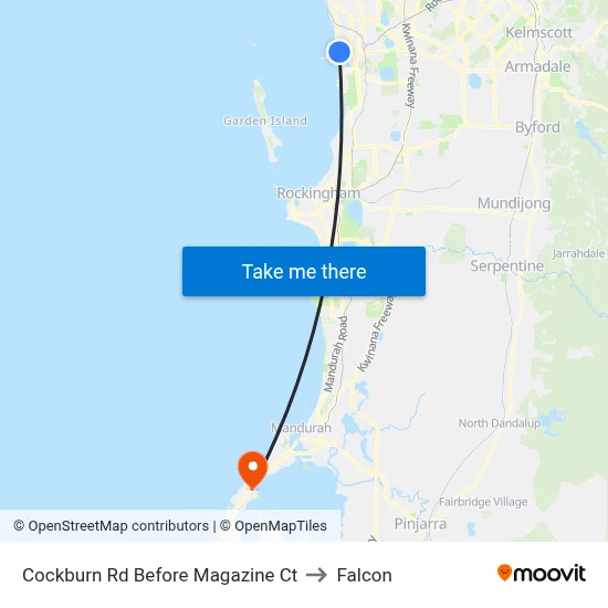 Cockburn Rd Before Magazine Ct to Falcon map