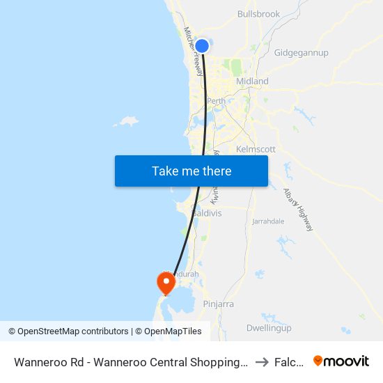 Wanneroo Rd - Wanneroo Central Shopping Ctr to Falcon map