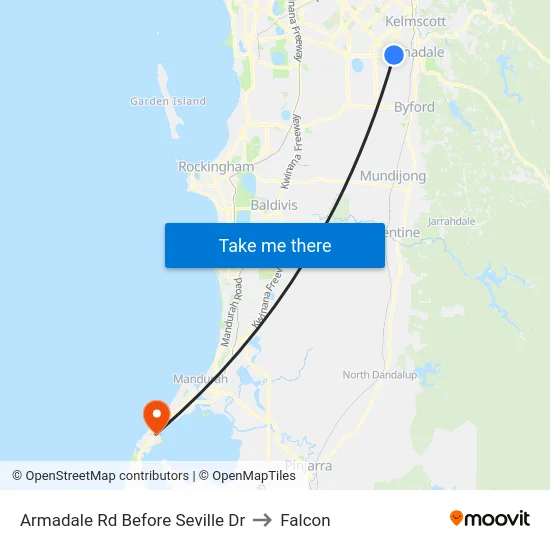 Armadale Rd Before Seville Dr to Falcon map