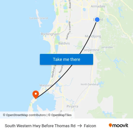 South Western Hwy Before Thomas Rd to Falcon map