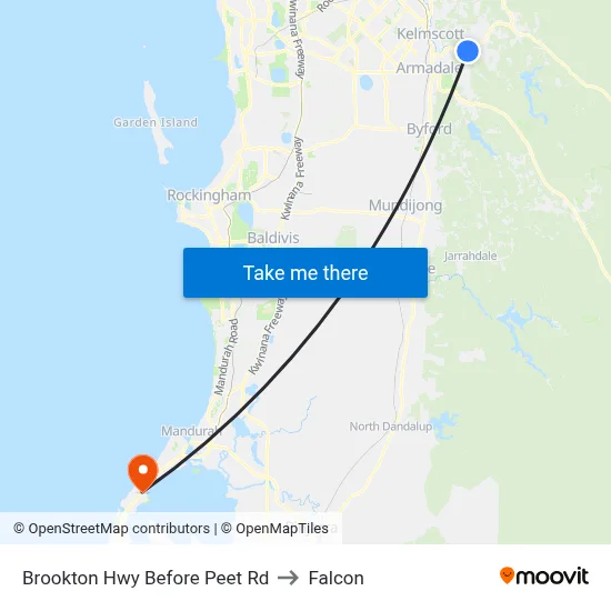 Brookton Hwy Before Peet Rd to Falcon map