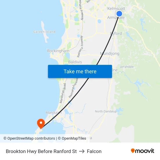 Brookton Hwy Before Ranford St to Falcon map