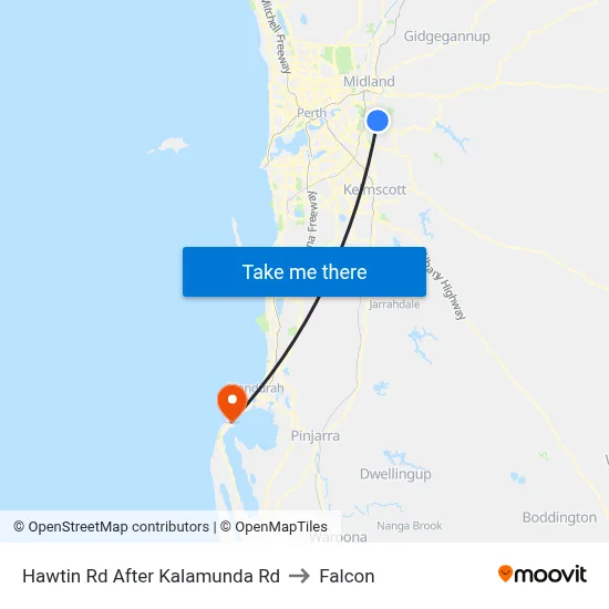Hawtin Rd After Kalamunda Rd to Falcon map