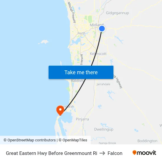 Great Eastern Hwy Before Greenmount Ri to Falcon map