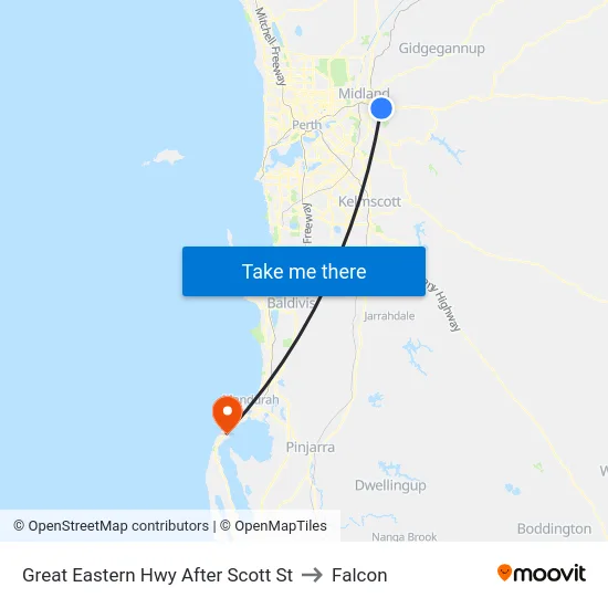 Great Eastern Hwy After Scott St to Falcon map