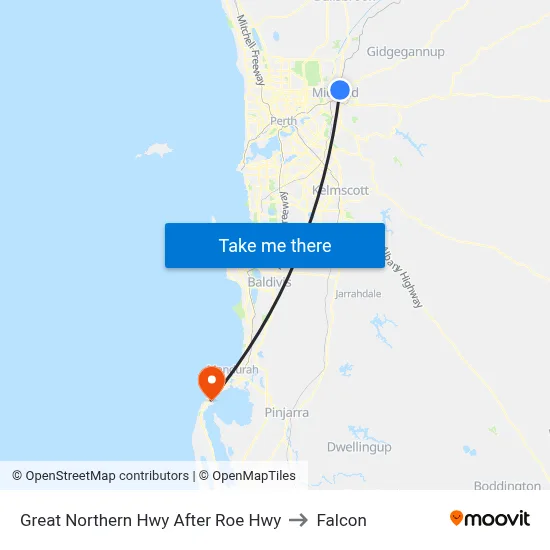 Great Northern Hwy After Roe Hwy to Falcon map