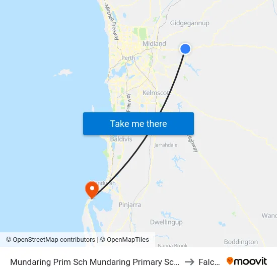 Mundaring Prim Sch   Mundaring Primary School to Falcon map