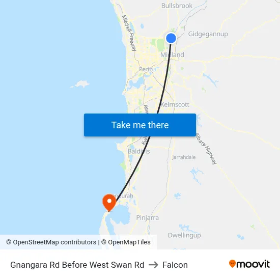Gnangara Rd Before West Swan Rd to Falcon map