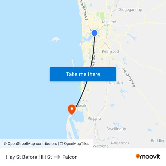 Hay St Before Hill St to Falcon map