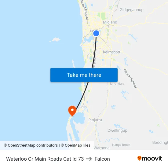 Waterloo Cr Main Roads Cat Id 73 to Falcon map