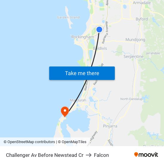 Challenger Av Before Newstead Cr to Falcon map