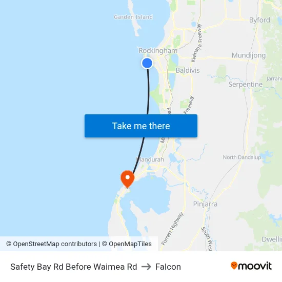 Safety Bay Rd Before Waimea Rd to Falcon map