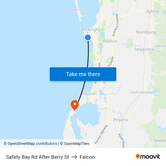 Safety Bay Rd After Berry St to Falcon map