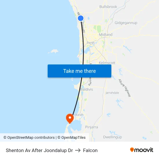 Shenton Av After Joondalup Dr to Falcon map