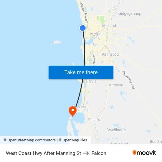 West Coast Hwy After Manning St to Falcon map