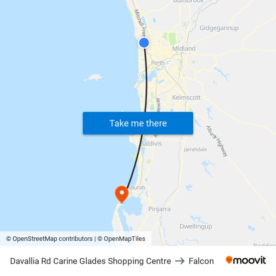 Davallia Rd Carine Glades Shopping Centre to Falcon map