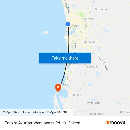 Empire Av After Weaponess Rd to Falcon map