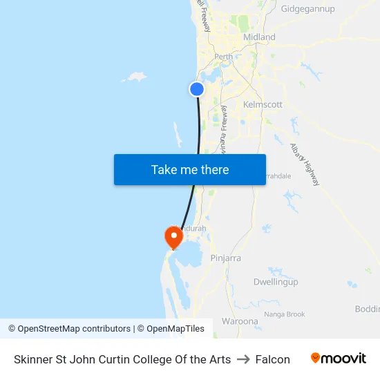 Skinner St John Curtin College Of the Arts to Falcon map