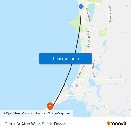 Currie St After Willis St to Falcon map