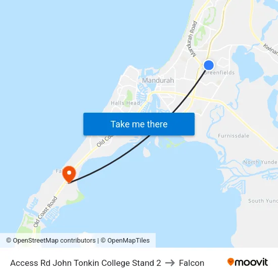 Access Rd John Tonkin College Stand 2 to Falcon map