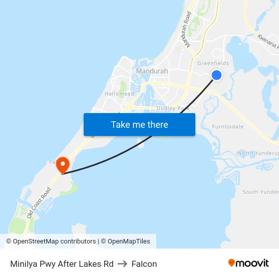 Minilya Pwy After Lakes Rd to Falcon map