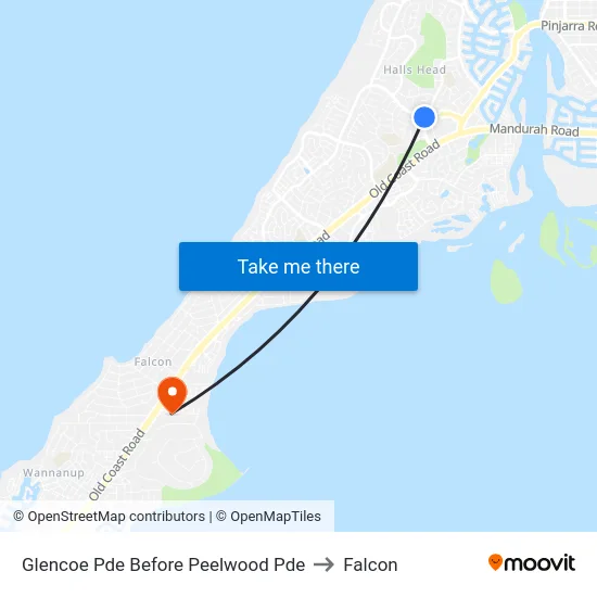 Glencoe Pde Before Peelwood Pde to Falcon map