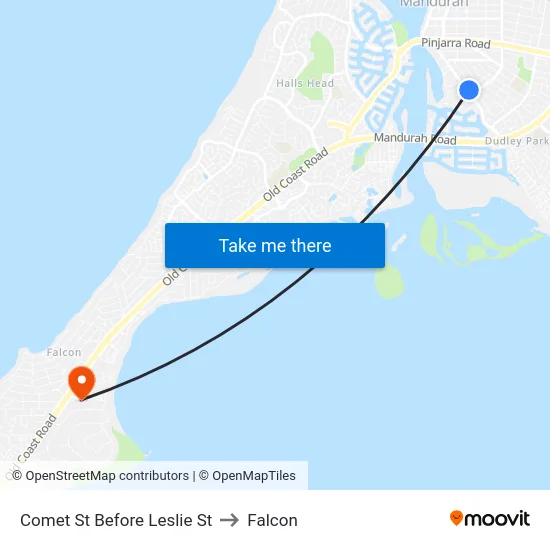 Comet St Before Leslie St to Falcon map