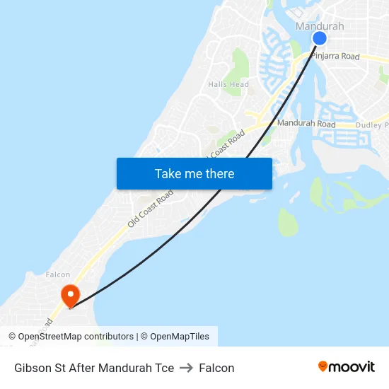 Gibson St After Mandurah Tce to Falcon map