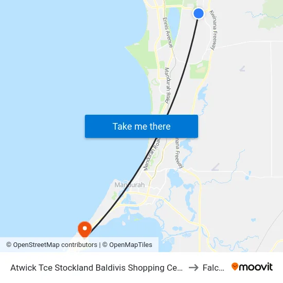 Atwick Tce Stockland Baldivis Shopping Centre to Falcon map