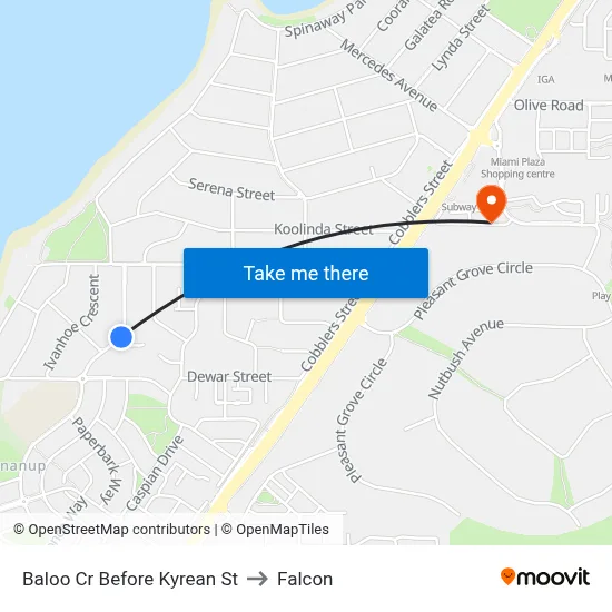 Baloo Cr Before Kyrean St to Falcon map