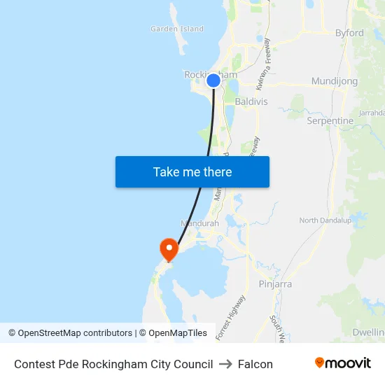 Contest Pde Rockingham City Council to Falcon map