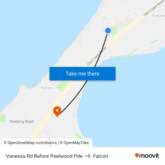 Vanessa Rd Before Peelwood Pde to Falcon map