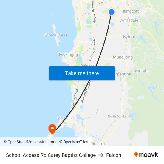 School Access Rd Carey Baptist College to Falcon map