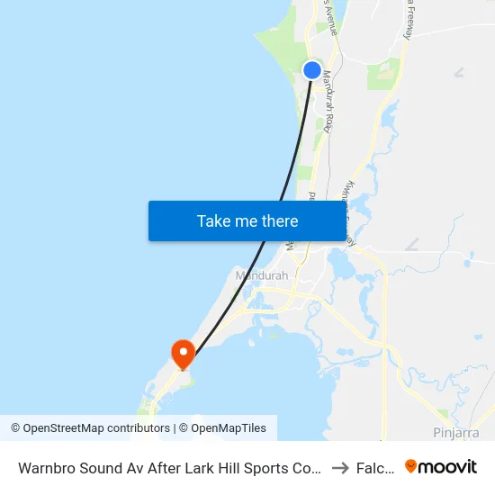 Warnbro Sound Av After Lark Hill Sports Complex to Falcon map