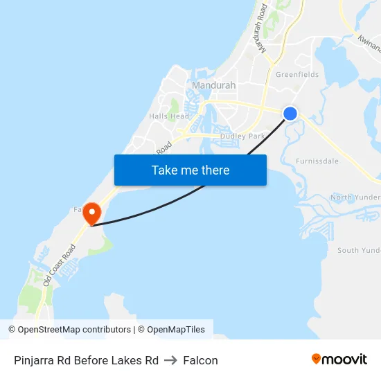 Pinjarra Rd Before Lakes Rd to Falcon map