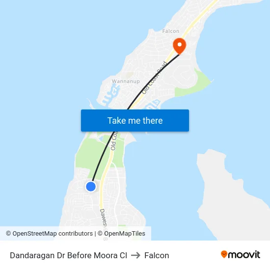 Dandaragan Dr Before Moora Cl to Falcon map