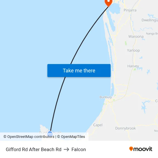 Gifford Rd After Beach Rd to Falcon map