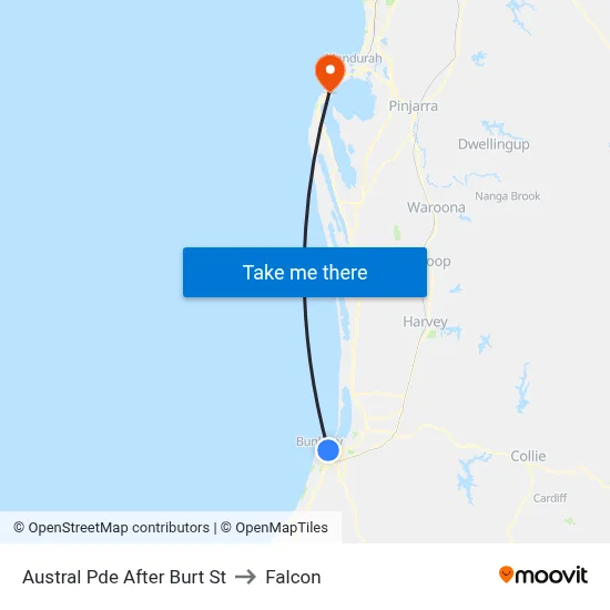 Austral Pde After Burt St to Falcon map